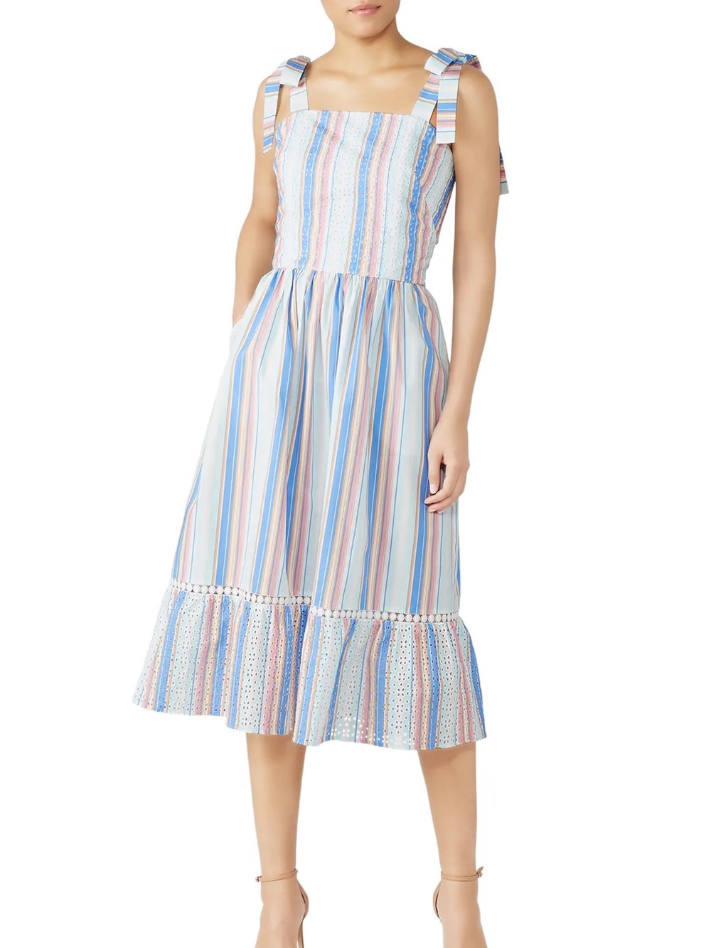 Shoshanna Striped Demeri Midi Dress